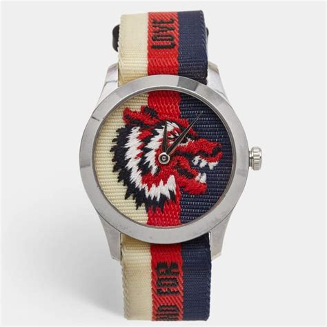 gucci wolf horloge|Gucci timeless leather strap.